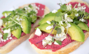 Avocado-Beet-Hummus-Bruschetta-Recipe-Simple-Gut-Healthy-Appetizer Probulin